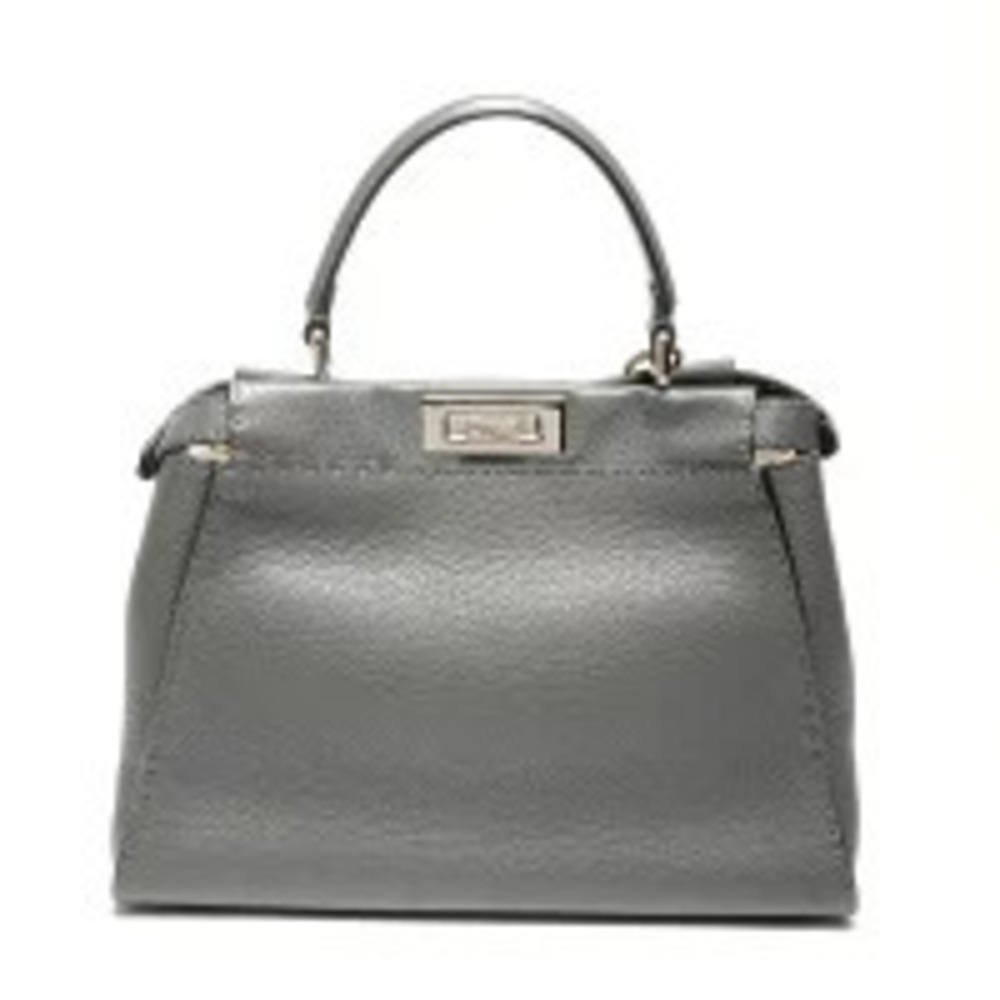 Fendi Peekaboo Leather Selleria Handbag Gray